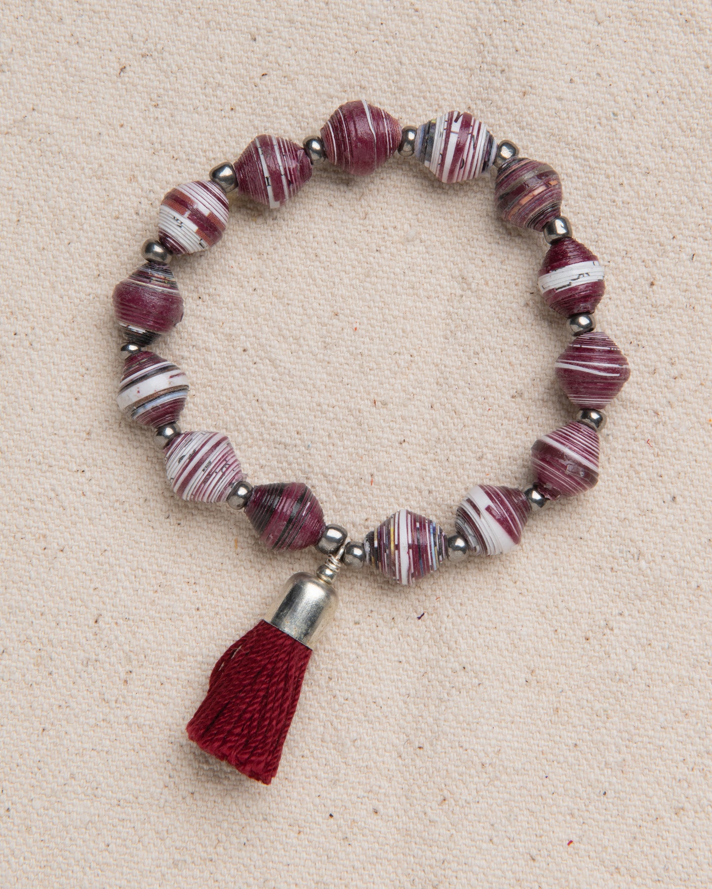 Paper Bead Bracelet with Tassel