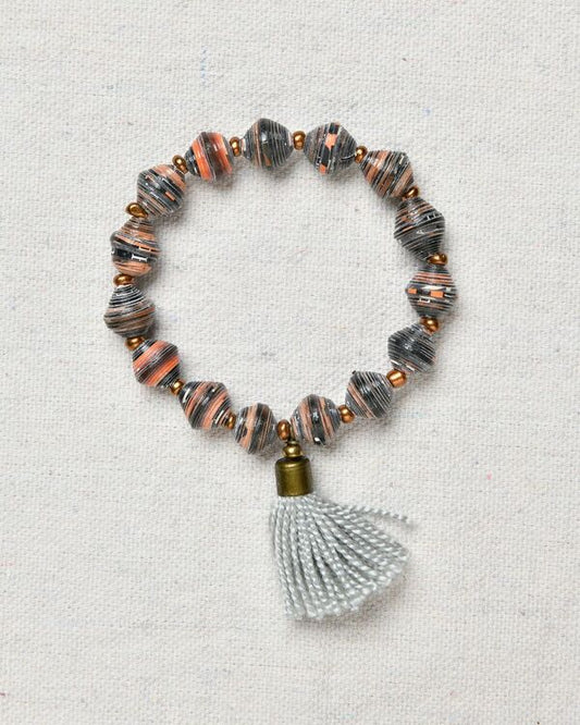 Paper Bead Bracelet with Tassel