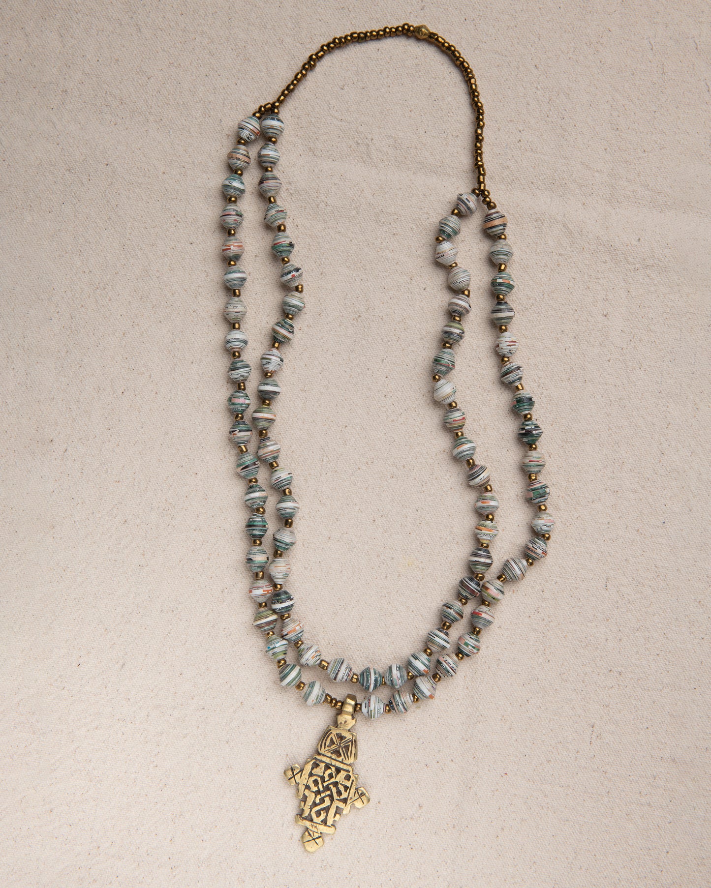 Mahelet 32" Double Necklace with Orthodox Cross