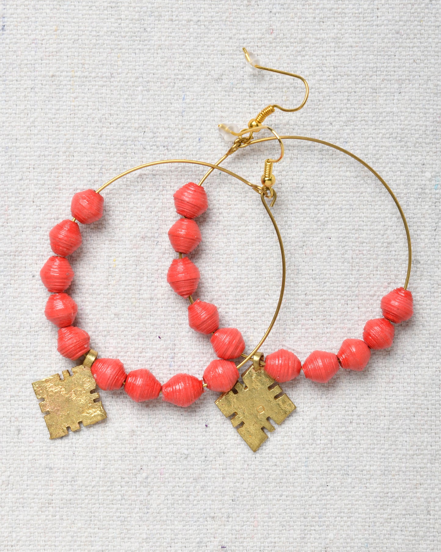 Hoop Earrings with beads and cross