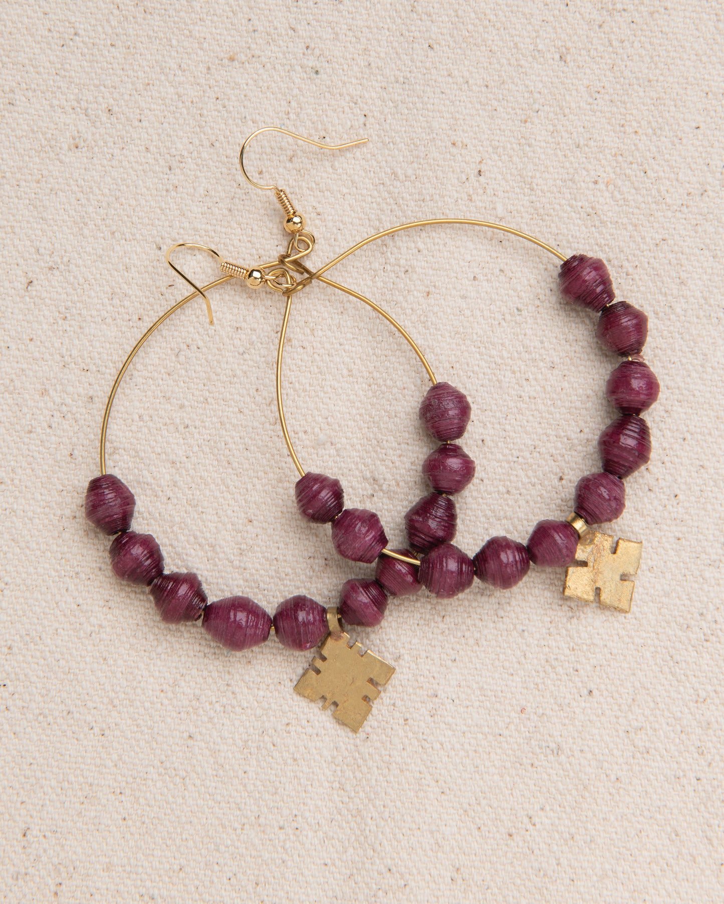 Hoop Earrings with beads and cross