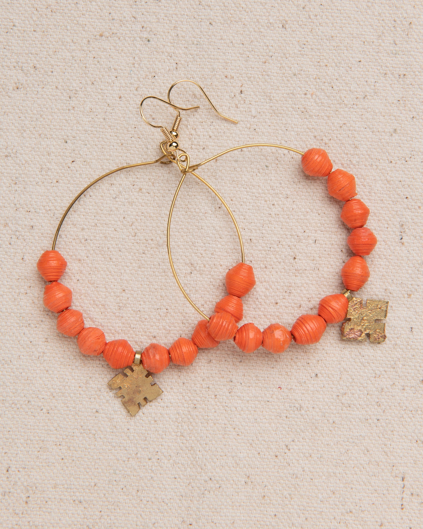 Hoop Earrings with beads and cross