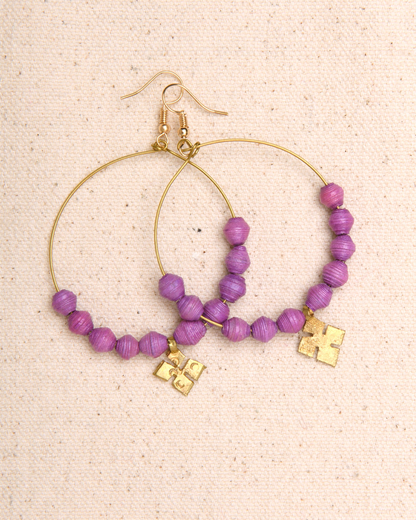 Hoop Earrings with beads and cross