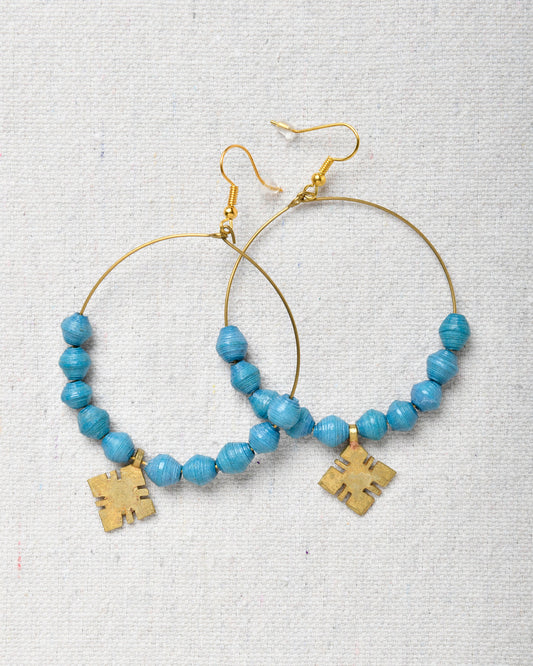 Hoop Earrings with beads and cross