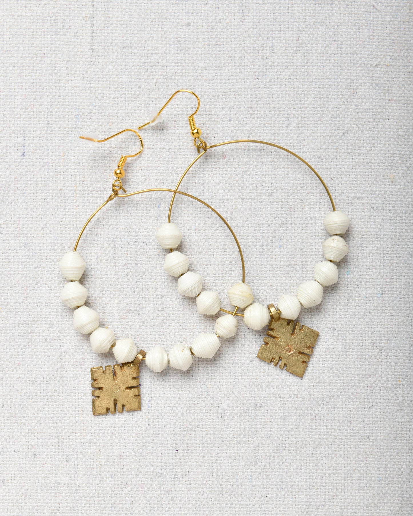 Hoop Earrings with beads and cross