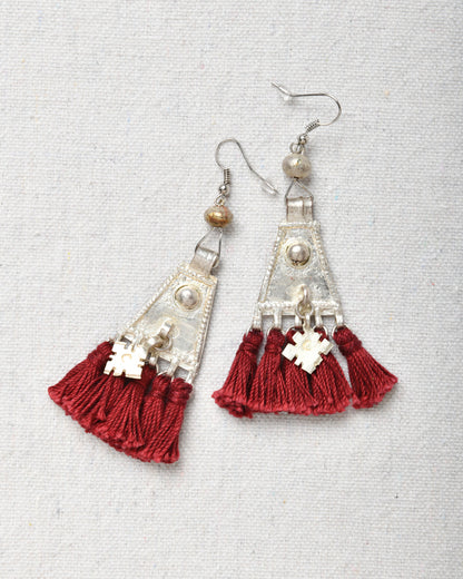 Earrings Triangle with Tassels