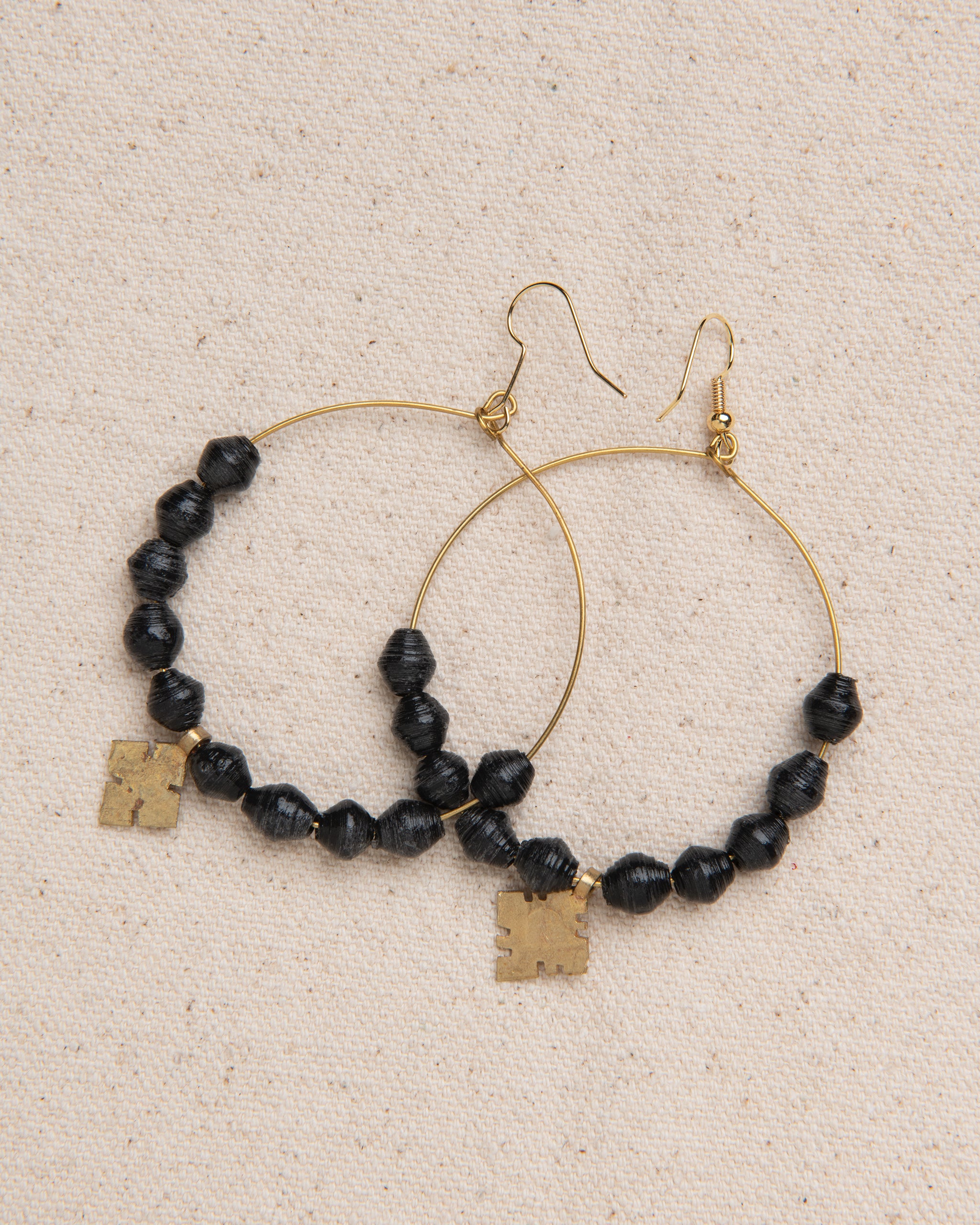 Hoop Earrings with beads and cross