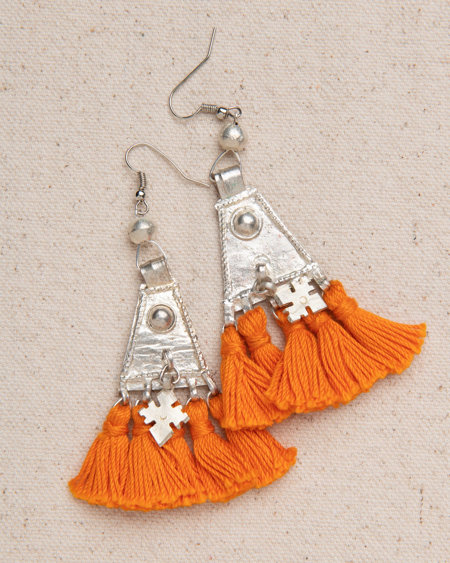 Earrings Triangle with Tassels